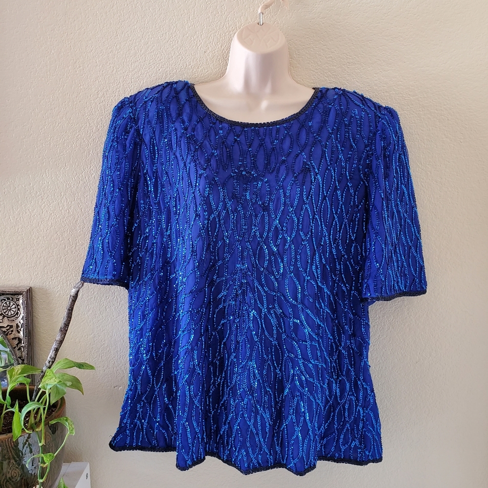 Vintage Silk Top - Laurence Kazar - Size 2X
